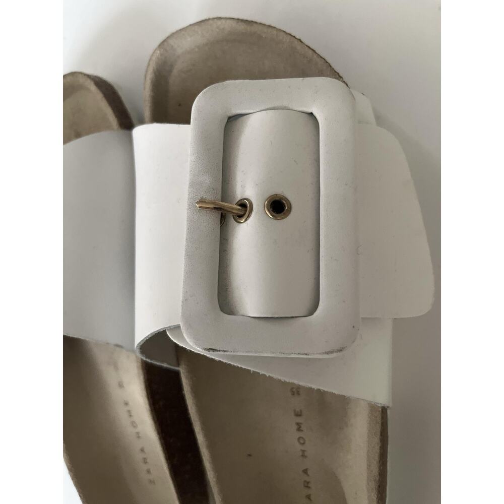 Zara Sandals Womens Size EU 35(US 5) White Slide Buckle Slip On Casual Summer - Picture 5 of 6
